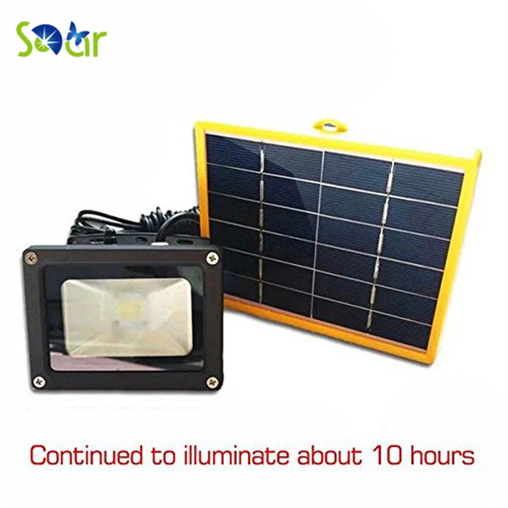 

Waterproof 10W Solar powered LED Flood light with 5M wire+2200mA battery use in outdoor wall lamp outdoor led spot lighting