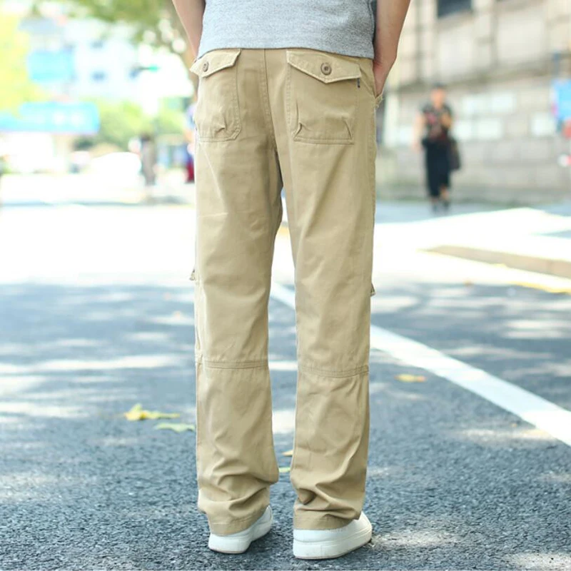 Весна и осень новые мужские брюки большой размер 7XL хлопковые брюки высокого качества повседневные Модные свободные плюс толстые мульти-карманные комбинезоны