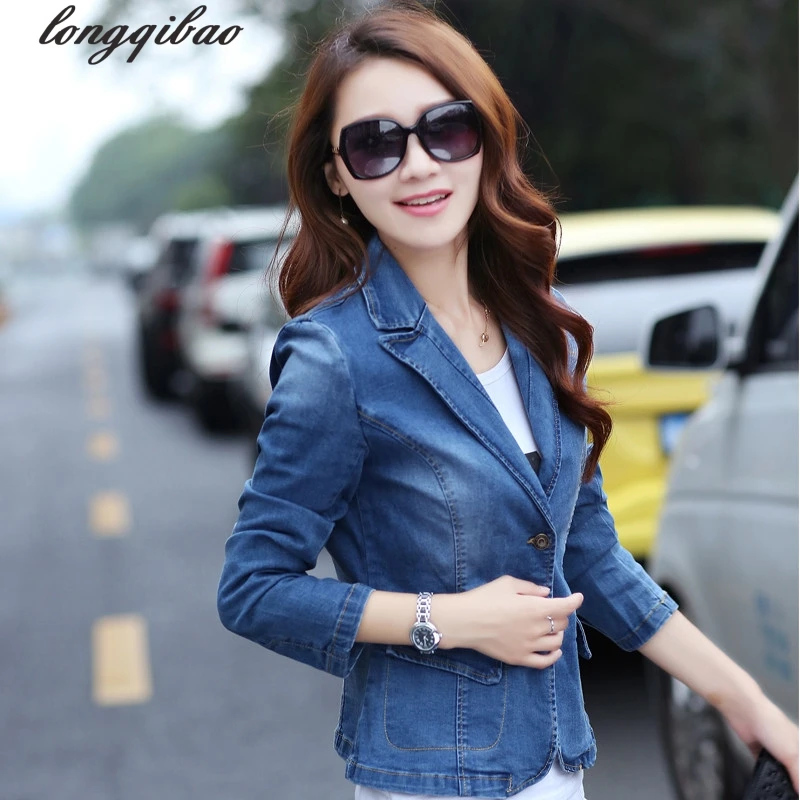Женская короткая джинсовая куртка с длинным рукавом весна осень 2017|fashion jacket|jacket