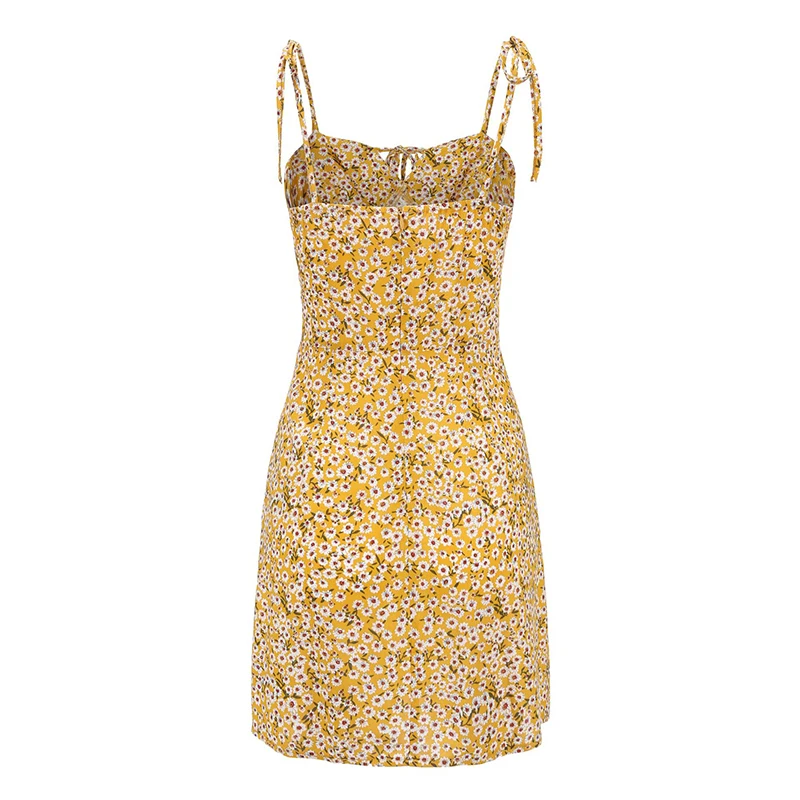 Forefair Mini Floral Dress Yellow  (17)