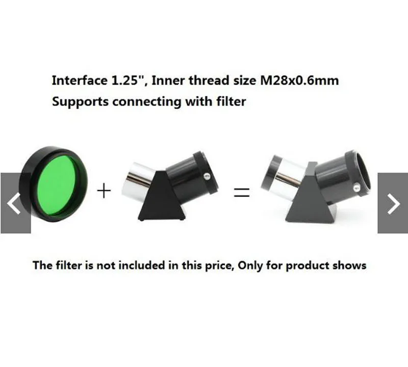 1,2" 45 градусов телескоп зеркальный монтажный Зенит; диагональный адаптер m28x0.6мм резьба положительная Призма оптический астрономический окуляр