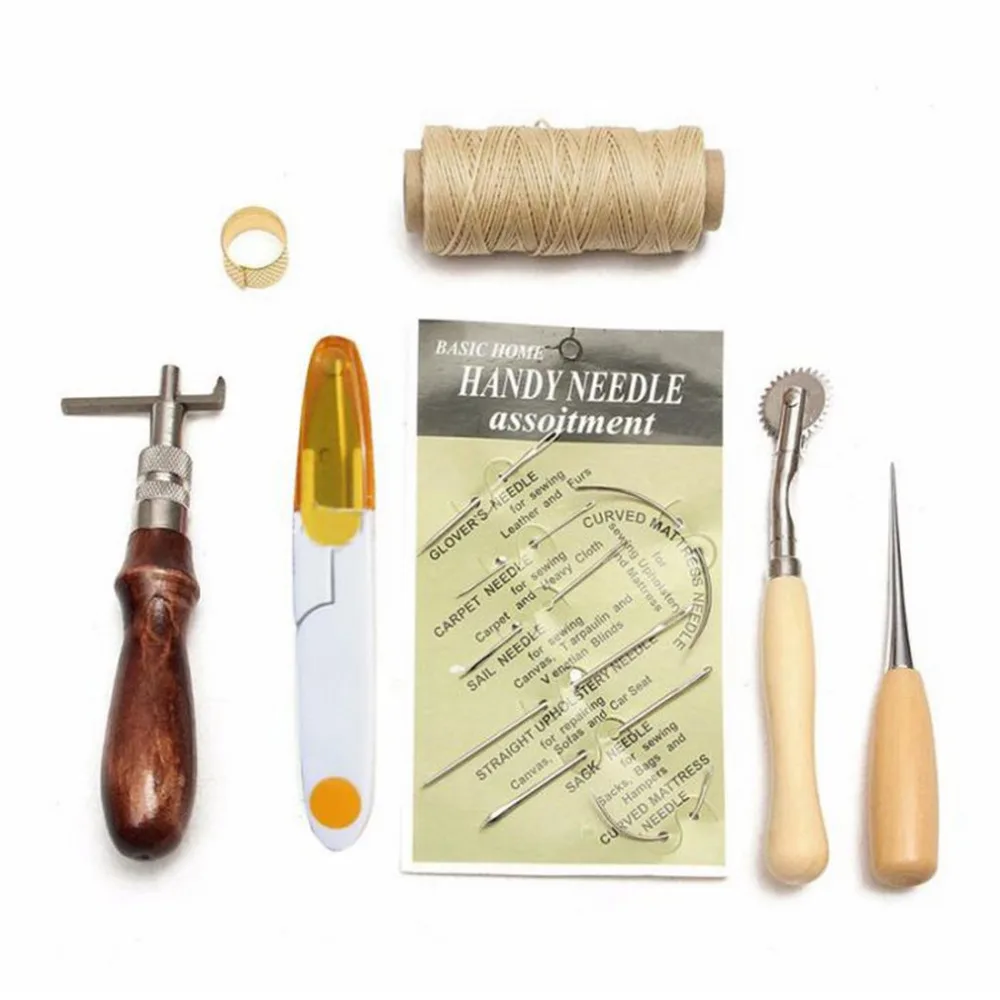 OUTAD 7Pcs Adjustable Leather Sewing Tools Hand Stitching Tool Kit