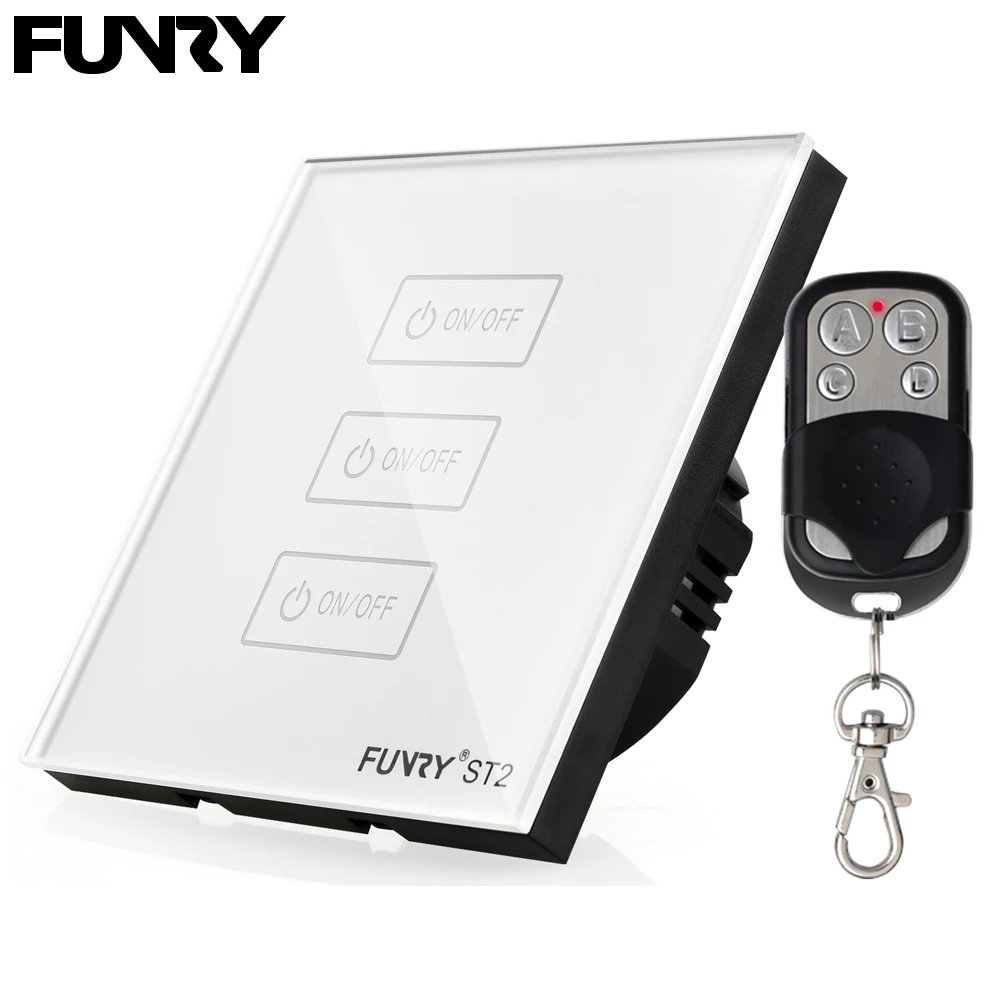 EU Standard ST2 3Gang 170 240V 433MHz Wall Switch Touch Switch Smart Remote Control Luxury Crystal