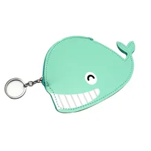 Детский кожаный женский короткий кошелек с морскими рыбками, милый маленький кошелек для монет, на молнии, с карманом для ключей, для денег, сумка, дорожная косметичка