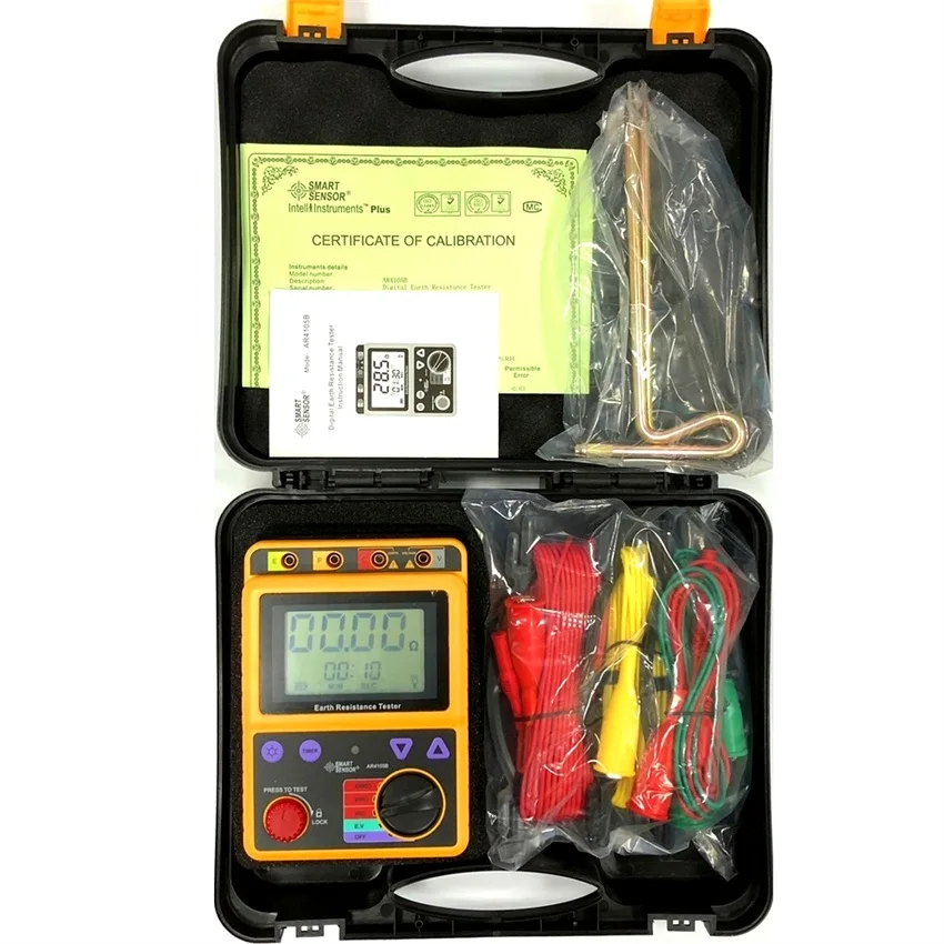 Smart Sensor AR4105B Digital Earth Ground Resistance Meter Tester Megger Test Meter Megohmmeter Range 20ohm/200ohm/2000ohm Smart Sensor AR4105B Digital Earth Ground Resistance Meter Tester Megger Test Meter Megohmmeter Range 20ohm/200ohm/2000ohm