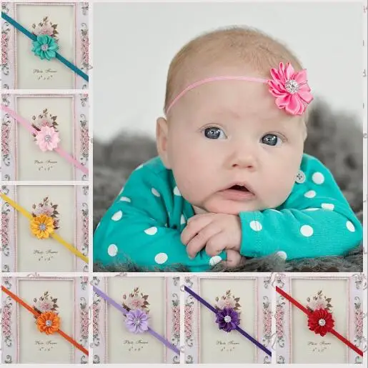 

Flower Headband Baby Girl Crystal Chiffon Newborn Princess Elastic Hairband Accessories For Children Kids YH396