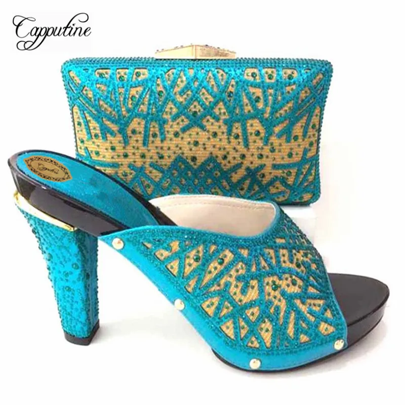 

Capputine New Arrival African Woman Shoes And Bags Set Summer Italian High Heels Shoes And Bag Set For Wedding Dress Size 37-43