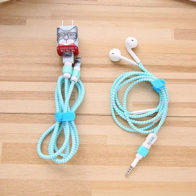 Мультфильм USB кабель наушники протектор набор с кабелем Стикеры для намотки Спиральный шнур протектор для iphone 5 6 6s 7 plus