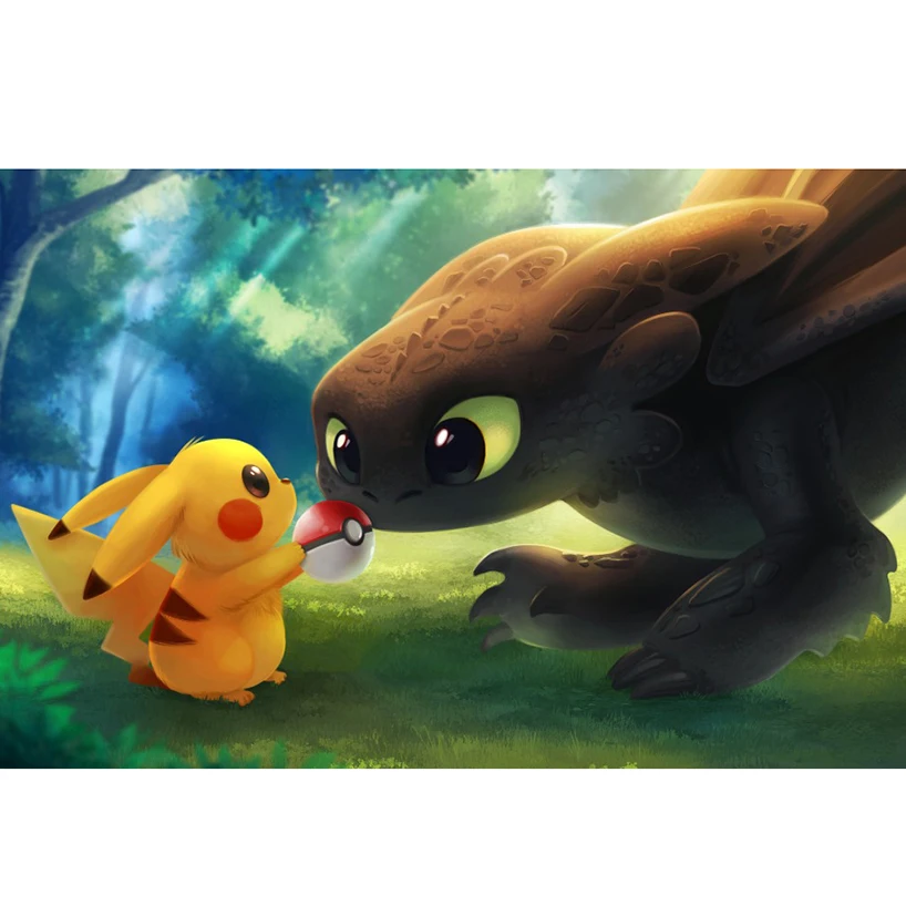 Us 328 20 Offdragon And Pikachu Pokemondiamond Embroidery Full Squareround Drill Rhinestonemosaic Diamond5d Diy Diamond Painting Yf1413 In