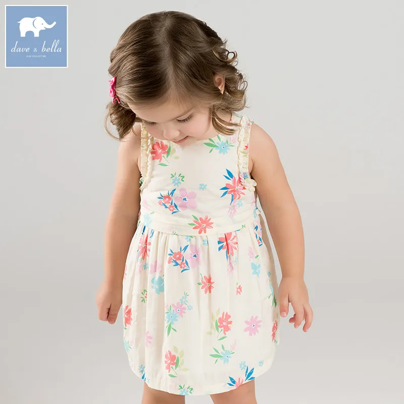 

Dave bella summer baby girls floral dress children Lolita lovely sleeveless clothes toddler infant costumes DBA6535