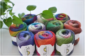 

300g(50g*6pcs) Long Rainbow Wool Dyeing Pure Wool Yarn Lady Shawls Thread Fine Wool Hat Coat