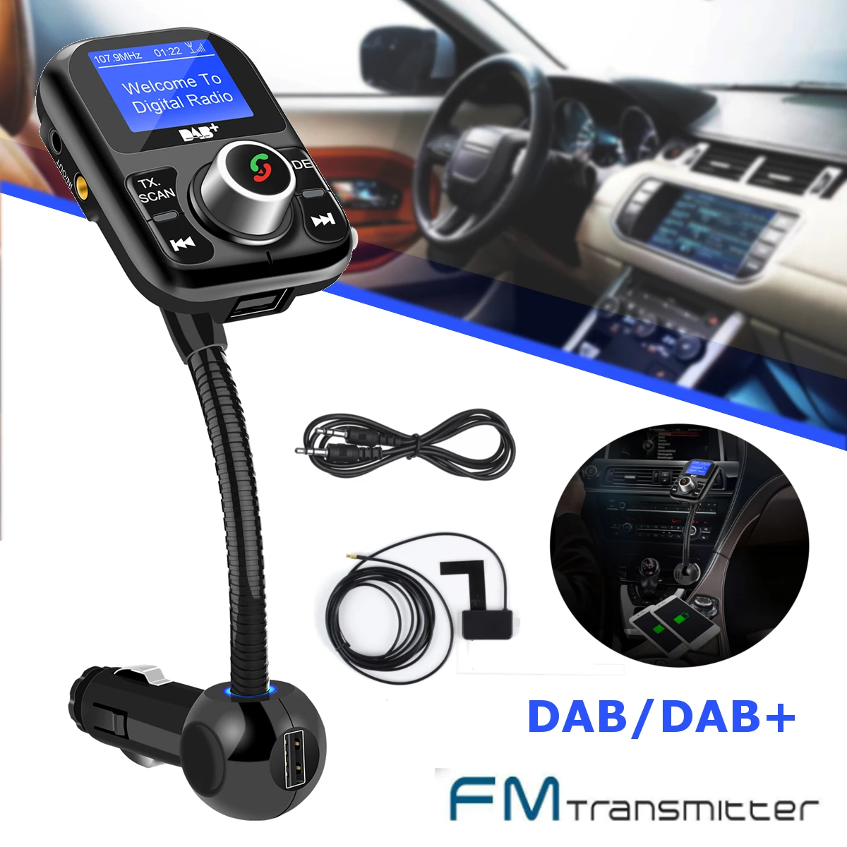 

FM Transmitter Aux Modulator Bluetooth Handsfree Car Kit Car Audio MP3 Player with 3A Quick Charge USB Car Charger