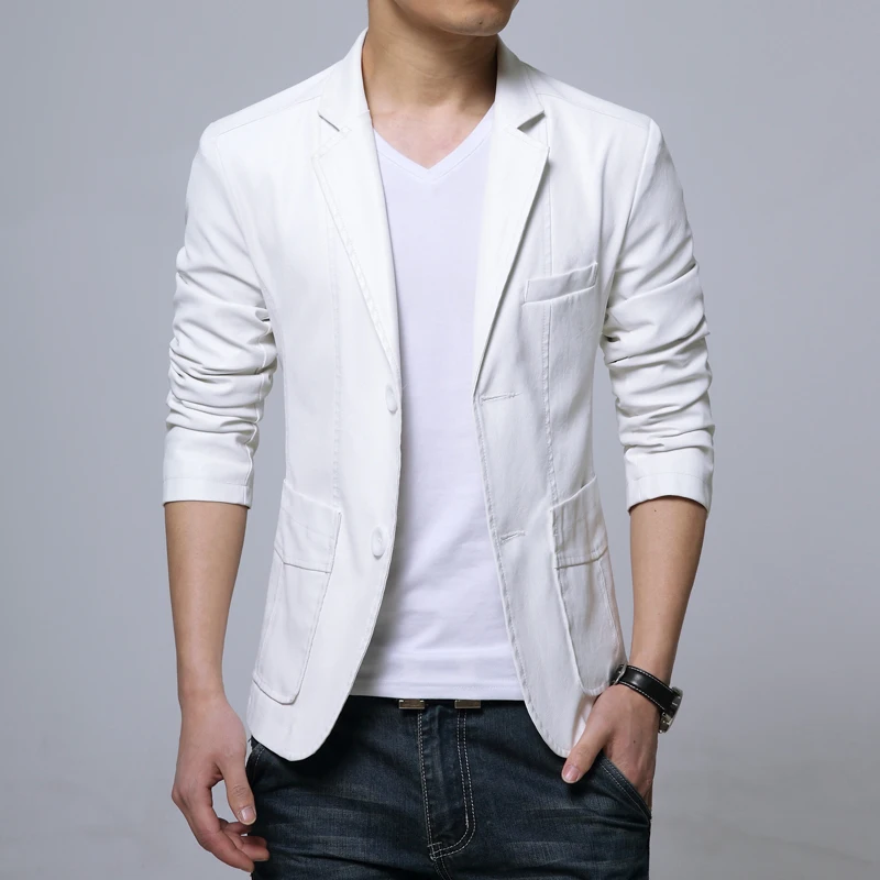 Корейский стиль мужской кожаный приталенный Блейзер модный мужской s Pu пиджак Hombre мужской черный белый хаки красный Кожезаменитель пальто