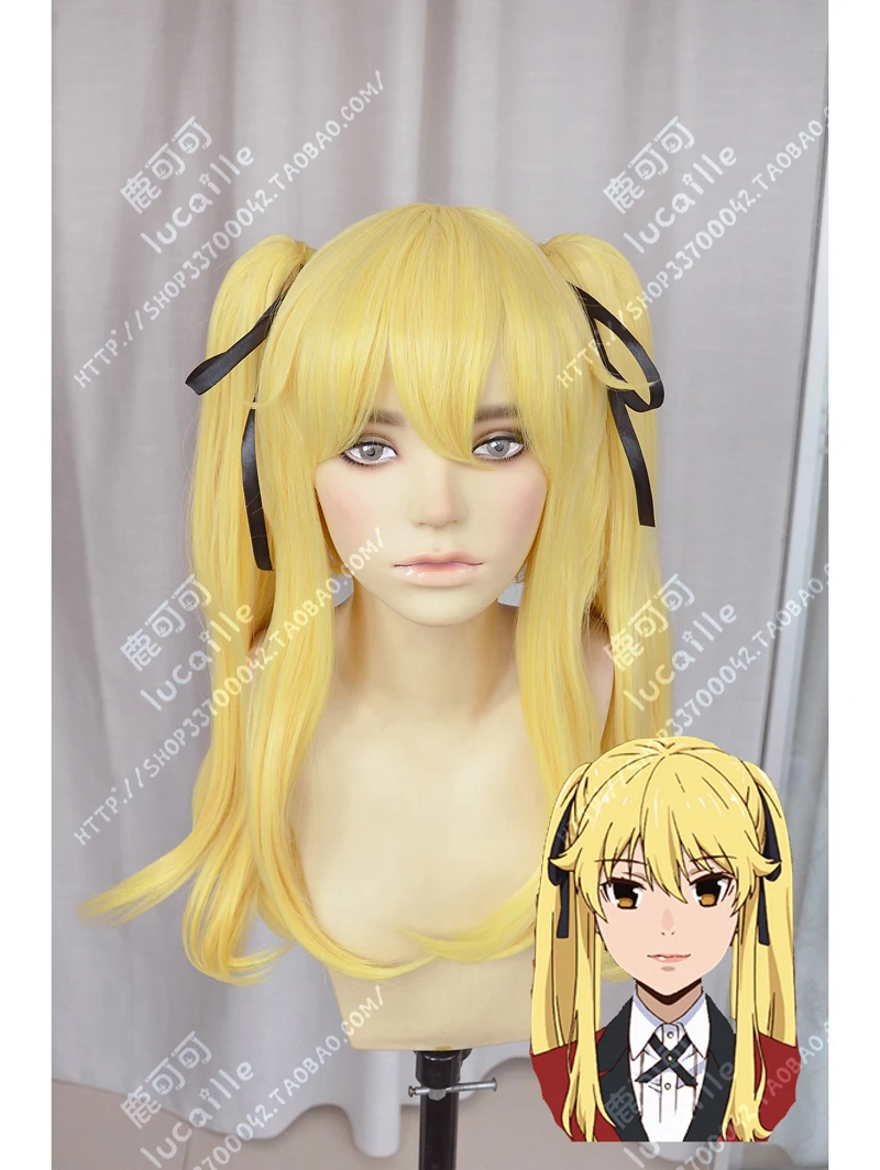 

Anime Kakegurui Compulsive Gambler Saotome Meari Cosplay Wigs Long Heat Resistant Synthetic Hair Wig + Wig Cap + Silk Ribbon