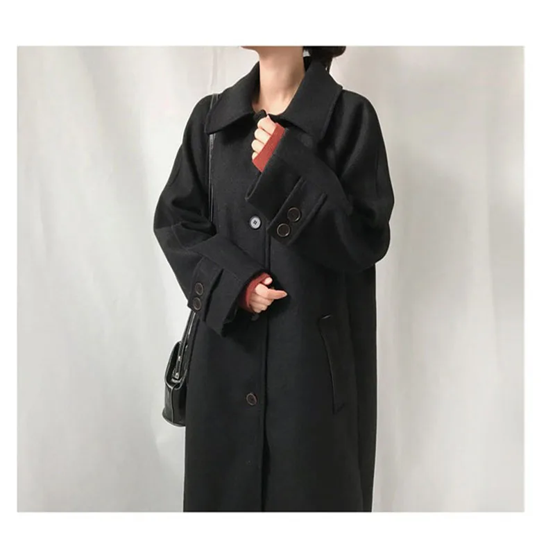 À Manteau 2019 Moyen Long Femmes Laine Et De Mode Noir Mince La kaki Tissu nTZ0wwUq1