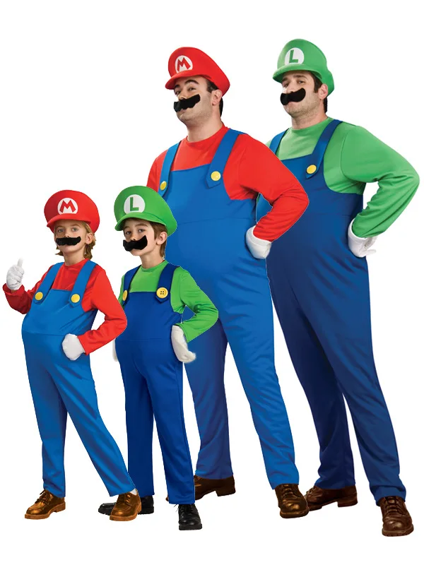 Funy Halloween Cosplay Costume Super Mario Luigi Brothers Fancy Dress Up Party Cute Costume For Adult
