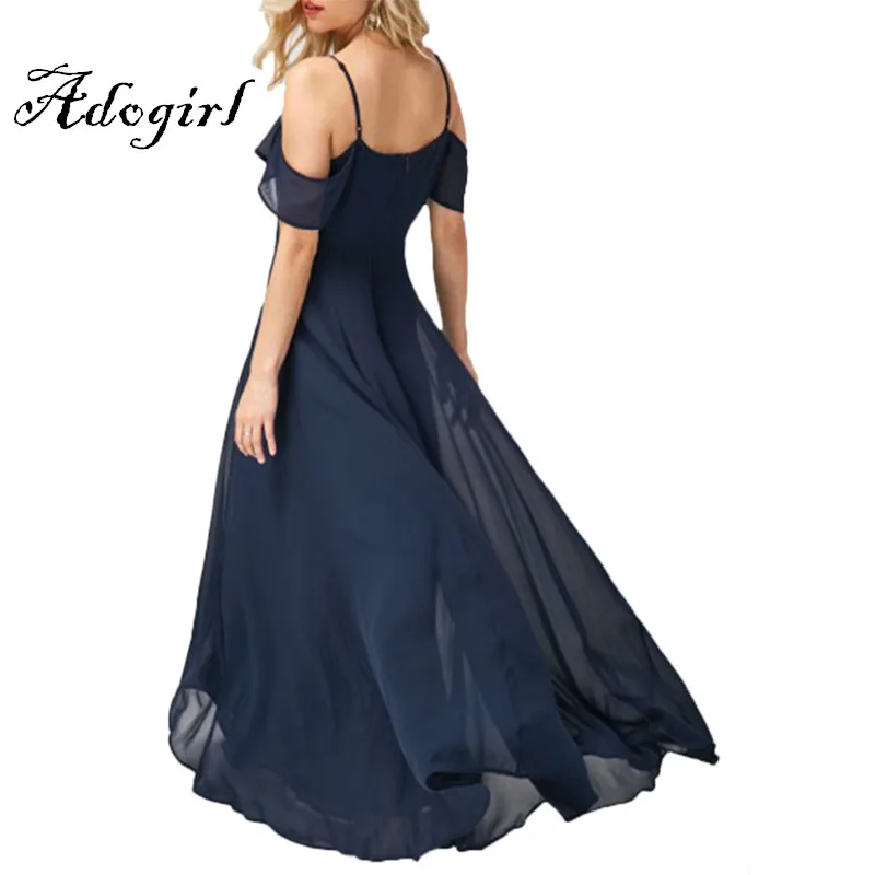 Adogirl 2017 Summer Sexy Women Chiffon Spaghetti Strips Maxi Dress-4