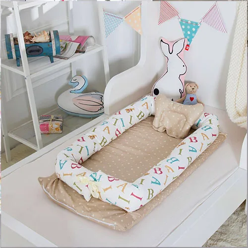 Портативный складная детская кроватка для новорожденных детская кровать Младенческая спальная кроватка переносная Колыбель биомимикрия Детские Гнездо дорожная кровать люлька бампер - Цвет: Y10