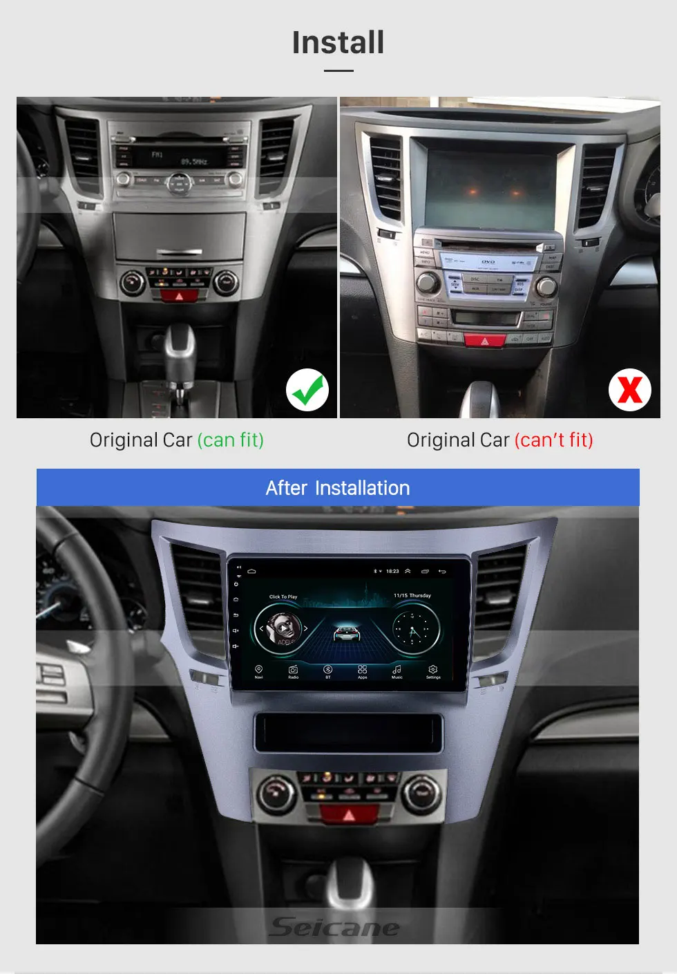 Seicane автомобильный Радио Мультимедиа Android 8,1 для Subaru Outback 2010 2011 2012 2013- автомобильный dvd аудио стерео плеер gps навигация