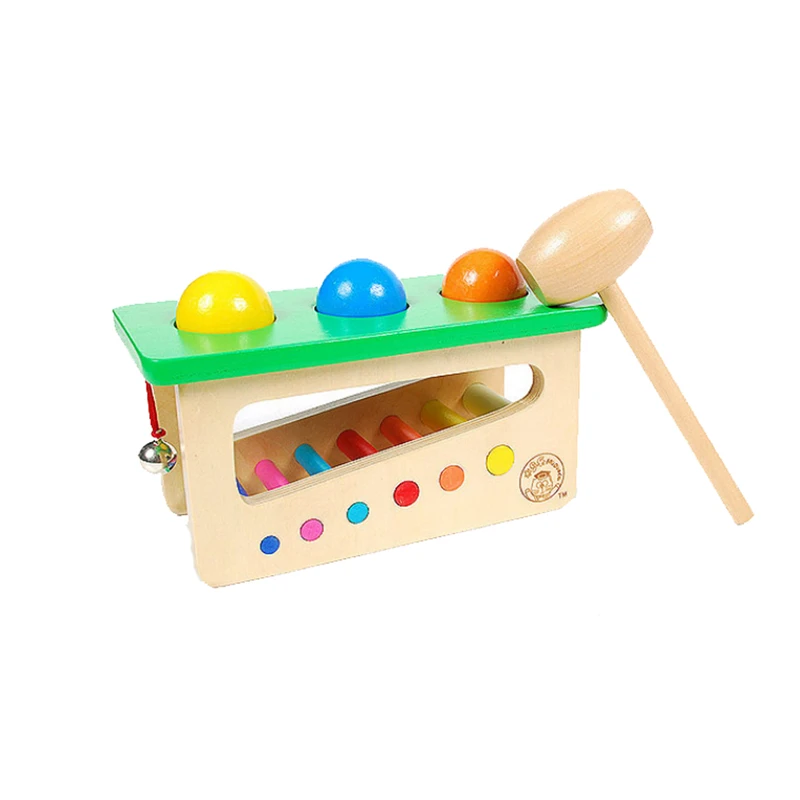 Детские головоломки деревянные игрушки 1 шт. красочные колокольчик стучать мяч удара платформы дает детям лучшее образование подарок