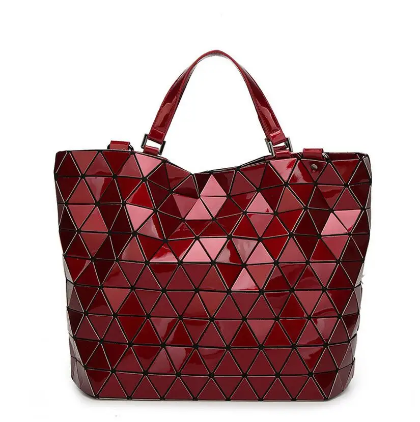 Maelove Новинка, женская сумка, геометрические блестки, зеркальные, простые складные сумки, повседневные сумки, Известный логотип - Цвет: big size  red