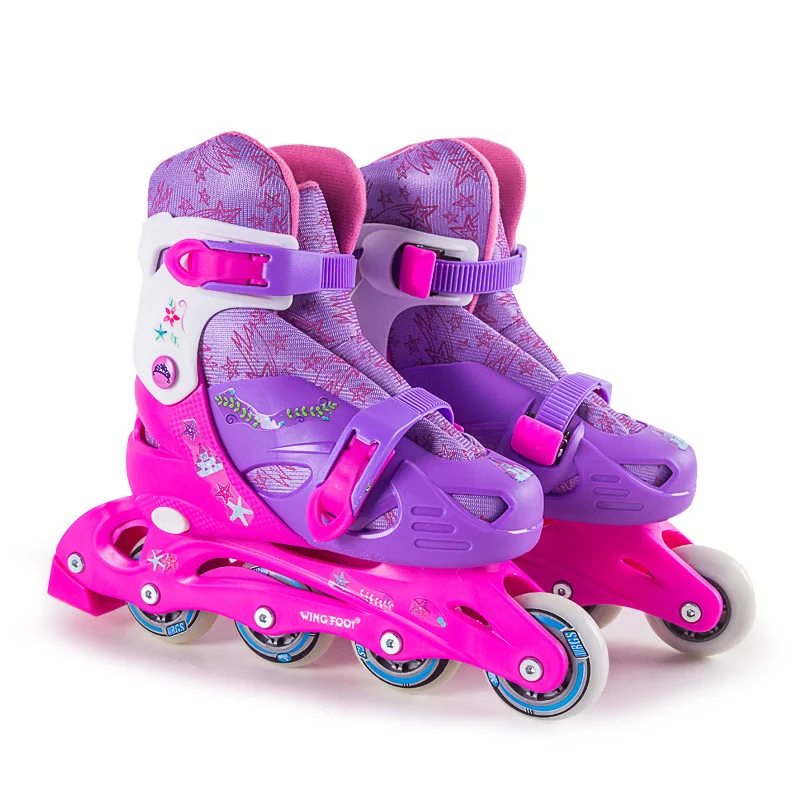 

1 Pair Lovely Children Inline Flashing Ice Skate Roller Skating Shoes With Brake Adjustable Washable PU Wheels For Girls Boy