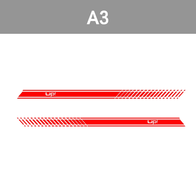 2 шт., виниловые наклейки для автомобиля в полоску, наклейки для юбки, обертывания, наклейки для тела, s для Volkswagen e UP - Название цвета: Red
