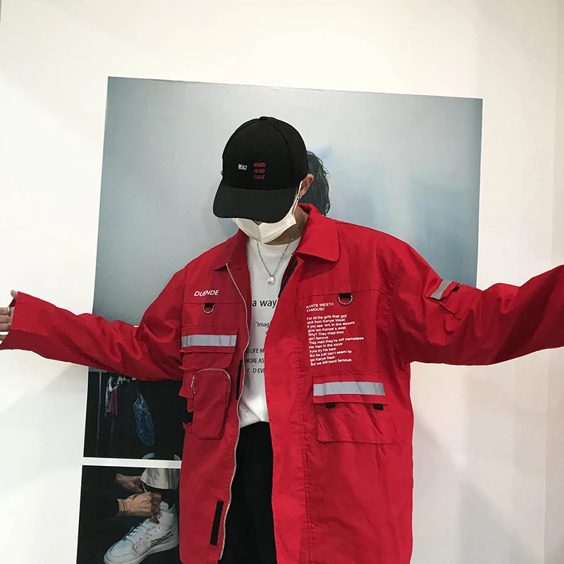  Street Jackets Hip Hop Erkek Mont Patchwork Punk Rock Men Coat Big Size   (19)