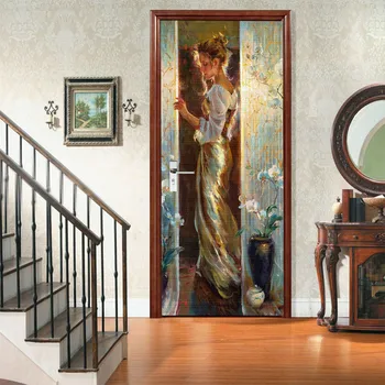 

Sexy Girl Door Stickers DIY Removable 3D Door Mural Sticker Waterproof For Bedroom Home Decor Decoration