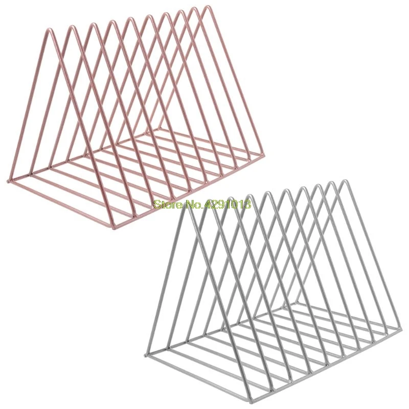 cheap Home Office Metal Iron Storage Rack Desktop Book Magazine Organizer Bookshelf Holder Modern Artistic Geometric Decoration