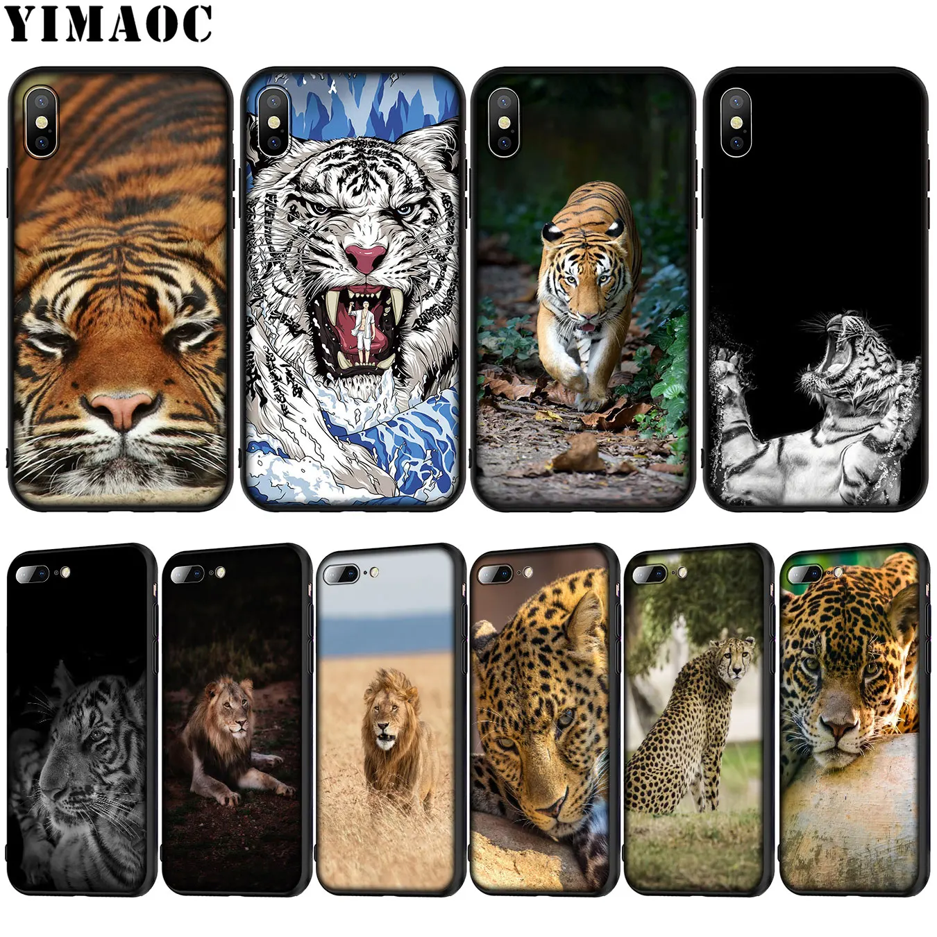 Мягкий силиконовый чехол YIMAOC с изображением животных Льва тигра леопарда для iPhone