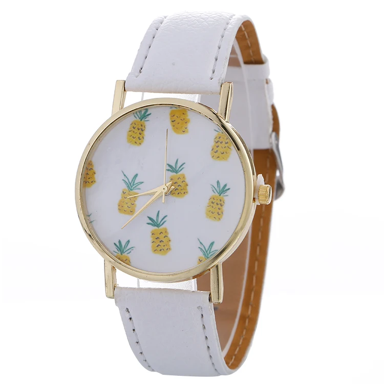 

Pineapple Watch Vintage Style Leather Watches Women Boyfriend Ladies Quartz Wristwatches Personalized Gift 100pcs/lot