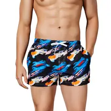 Повседневные мужские шорты, модные мужские свободные пляжные брюки с карманами и эластичным поясом, летние шорты с принтом