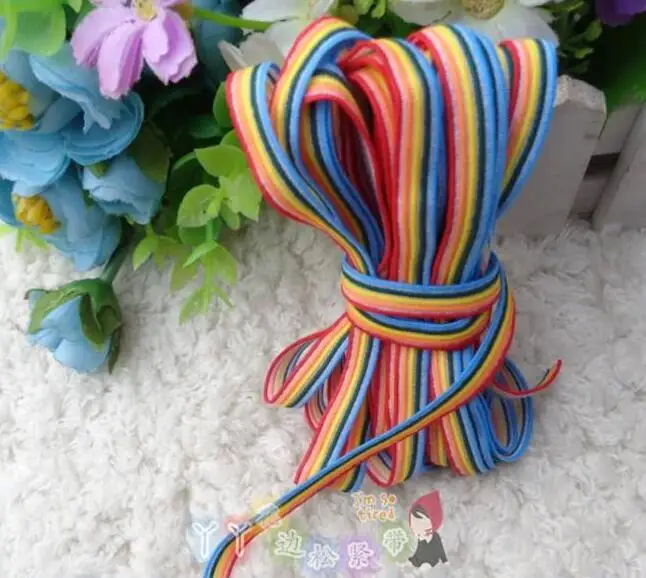 

12 Meters Rainbow Color Elastic Thin Lace Ribbon Lace Rubber Colorful Elastic Lace Trim DIY Craft