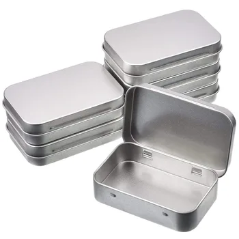 

6/12 Pcs Mini Portable Metal Rectangular Empty Hinged Tins Box Containers Home Organizer