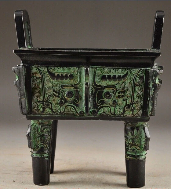 

Metal Crafts Chinese Bronze Carving Incense Burner Statue fast Shipping