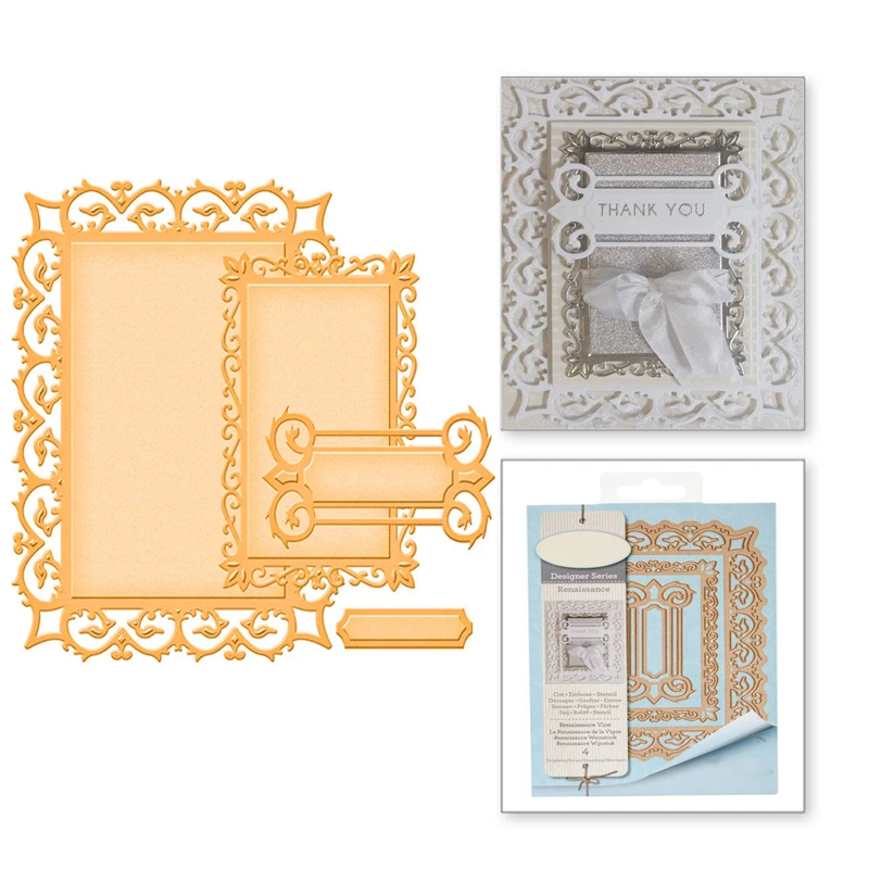 

YaMinSanNiO Flower Frame Metal Cutting Dies Lace Frame Scrapbooking Craft For Card Making DIY Decorative Embossing Dies Cuts New