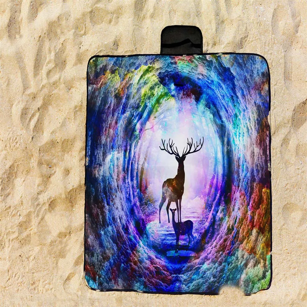 

Outdoor Party Handle Design 3D Digital Magic Printing Full Polyester Oxford Cloth Picnic Mat Beautiful Good Beach Mats Pad N20