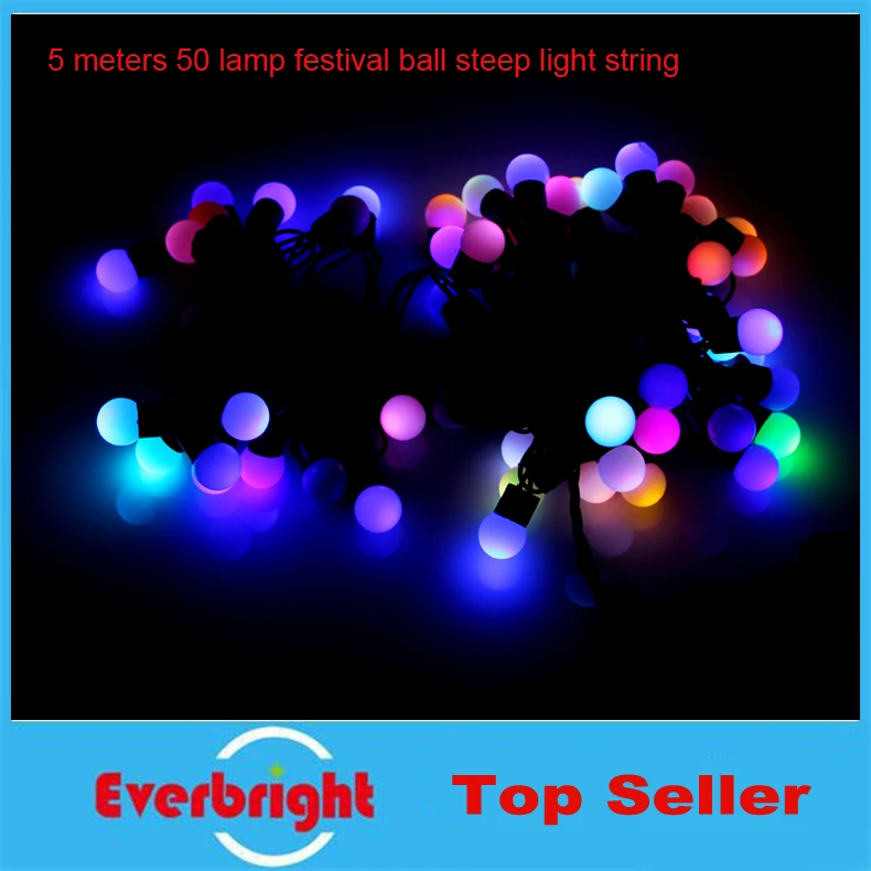 

2 pcs/lot 5M 50 LEDs 110V 220V outdoor multicolor LED ball string lights Christmas Lights holiday wedding party decotation