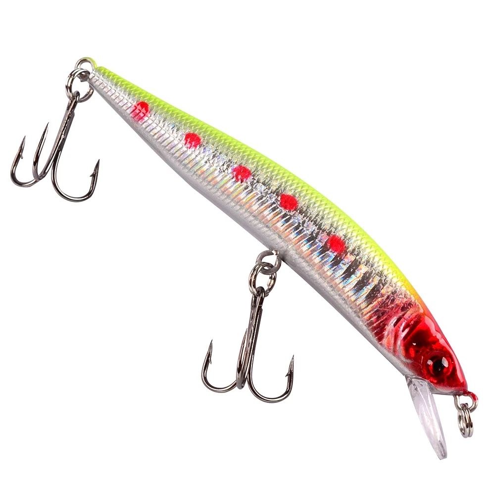 1 unids/lote señuelo de Pesca 3D ojos flotando Minnow Aritificial láser Wobblers Crankbait de plástico duro de Pesca 6 gancho de Pesca