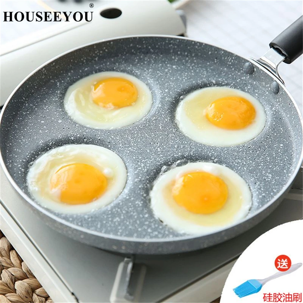 24 см антипригарная сковорода 4 отверстия жареная сковорода для яиц блинница жареный горшок многоцелевой сковороды общего назначения для газовой плиты