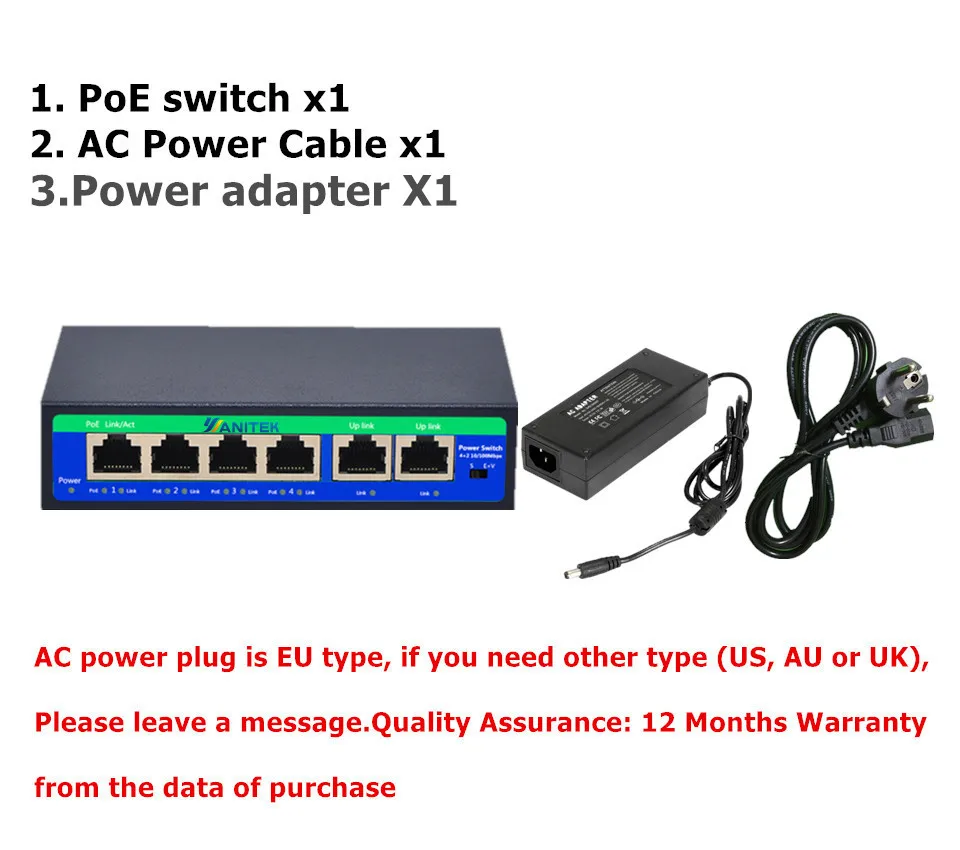 250 м 4 + 2 POE коммутатор 2 восходящего и 4 POE RJ45 порты с VLAN DIP 6 портов 4 poe выключатель инъектор коммутатор для интернет-сети poe