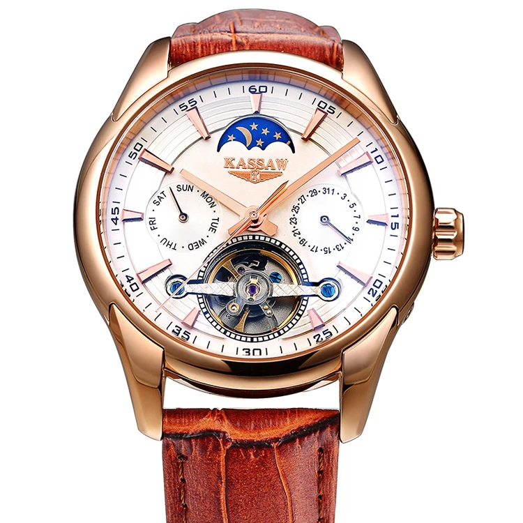 KASSAW tourbillon мужская self ветер смотреть relogio masculino мода платье moon phase часы мужчины luxury