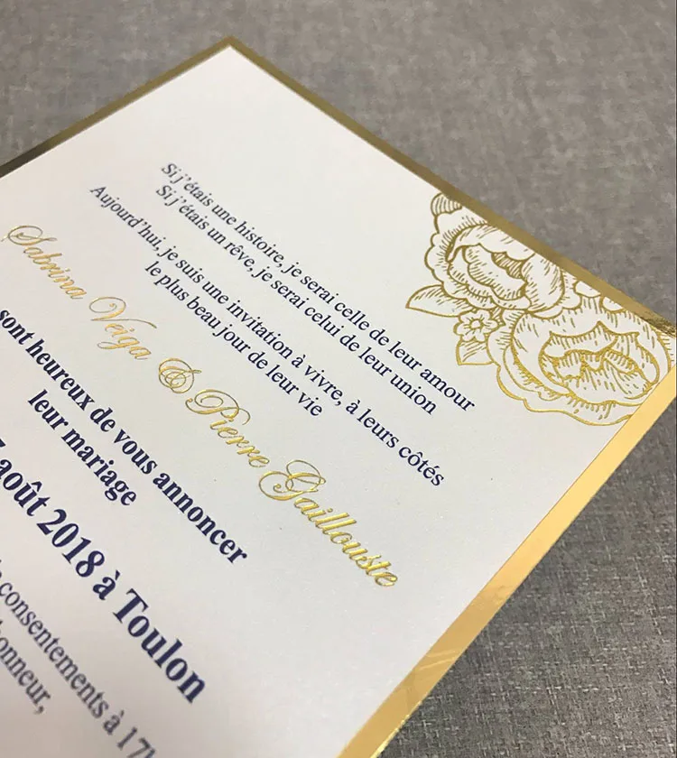  Gold Foil Floral Wedding Invitations China - 1886309914