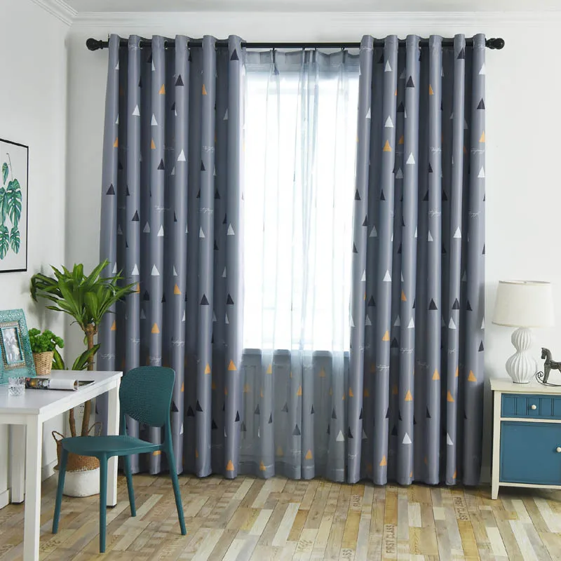 

Fashion Simple Gray Blackout Curtains Living Room Translucent Bedroom Kitchen Curtains Tulle Window Blinds Customization wp117&4