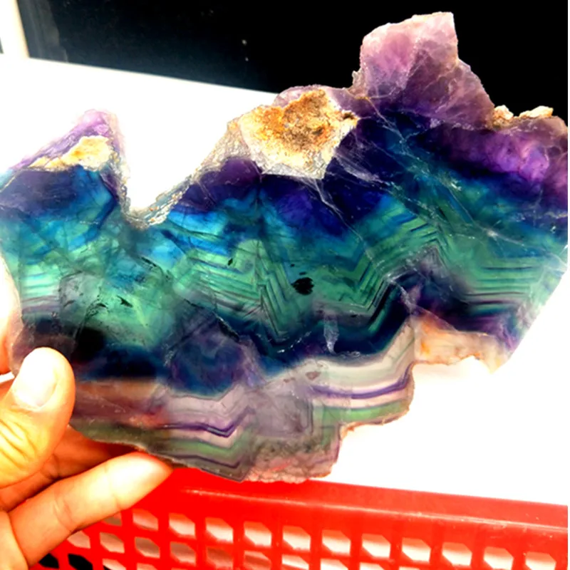 

TOP!! 790g Rare natural rainbow fluorite home office decoration accessory point healing
