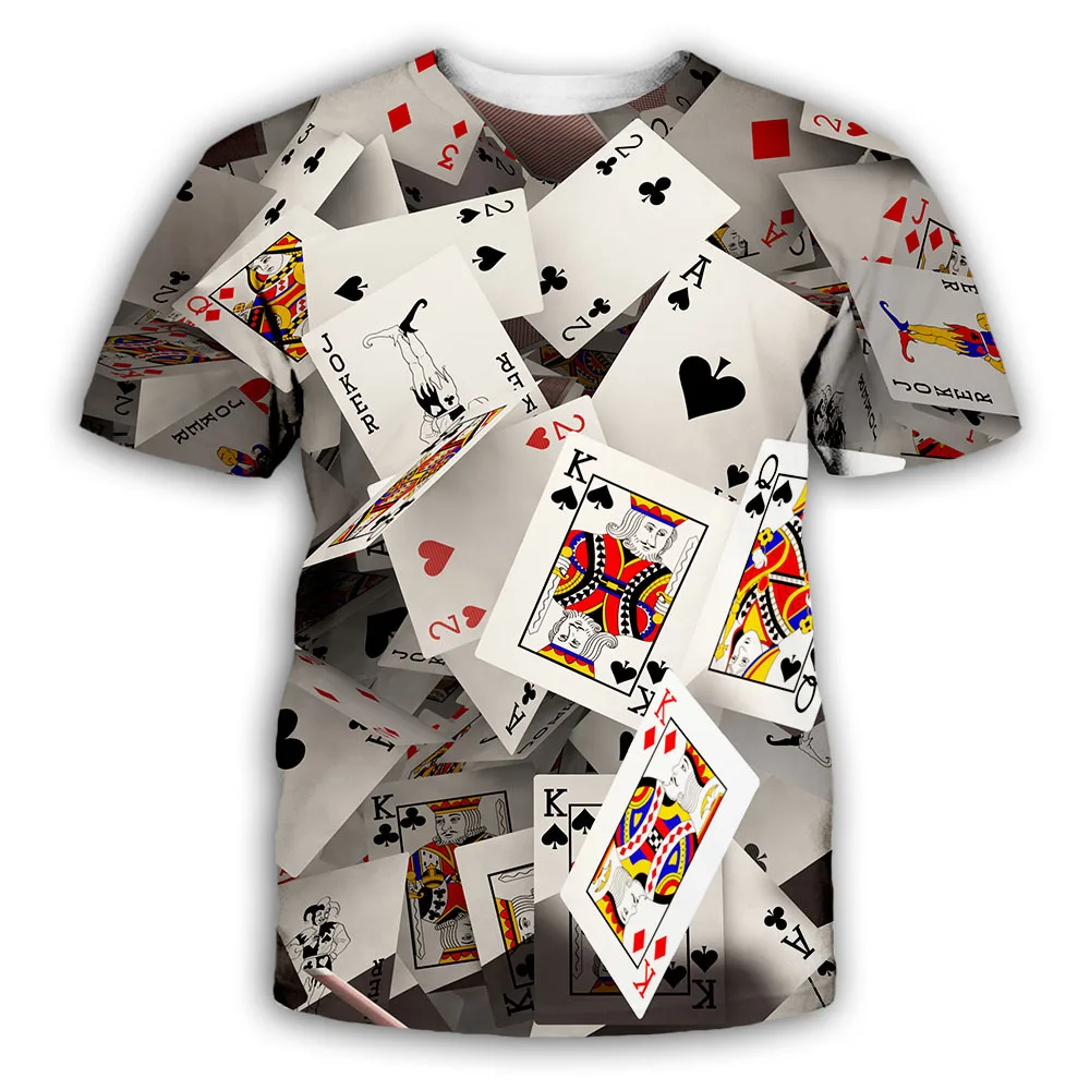 

Black T-Shirt Tee 3D Printed Men Poker Tshirt Short Sleeve Casual Tops Clothing Novelty Streetwear Round Neck T-shirt