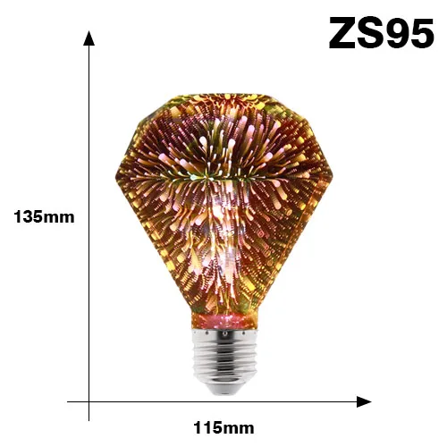 3D star E27 светодиодный светильник, 220 В, яркий фейерверк, Bombillas, светодиодный светильник Эдисона, праздничное Рождественское украшение, лампада, светодиодный светильник - Испускаемый цвет: ZS95