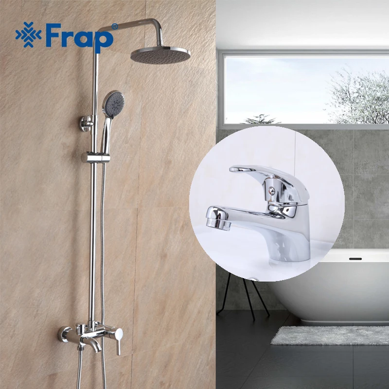 Frap Bathroom Shower Faucet Hand Sprayer Wall Mounted with chrome Basin