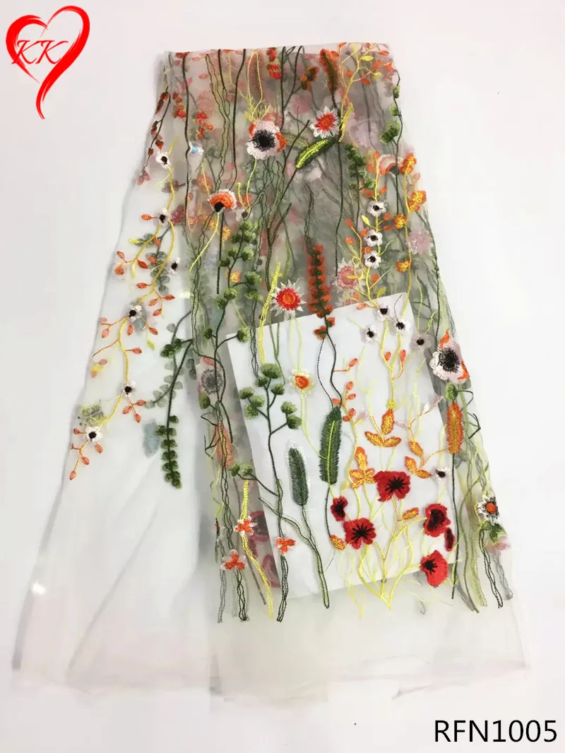 RFN1005 KK Net lace fabric high quality African tulle embroidery 2017 french Nigerian fabrics for wedding dress | Дом и сад